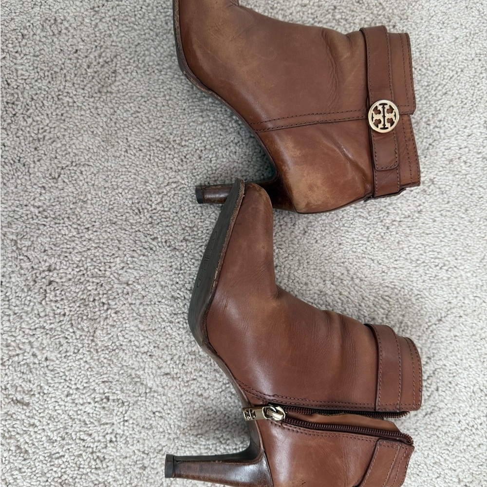 Tory Burch Tan Leather Heeled Boots